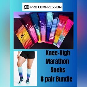 ProCompression Marathon Socks Bundle of 8 (Colorblock/Stripes)